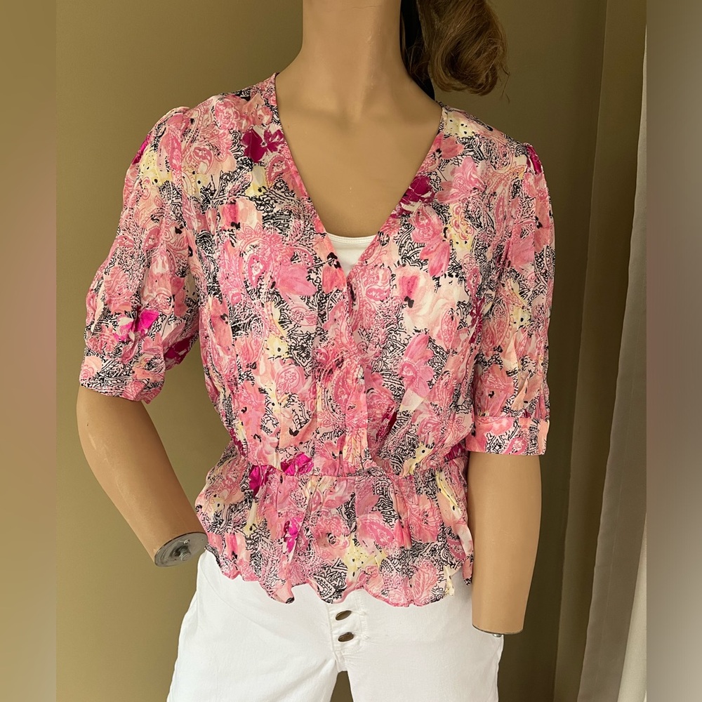 The Kooples Pink Pattern Blouse Top Medium